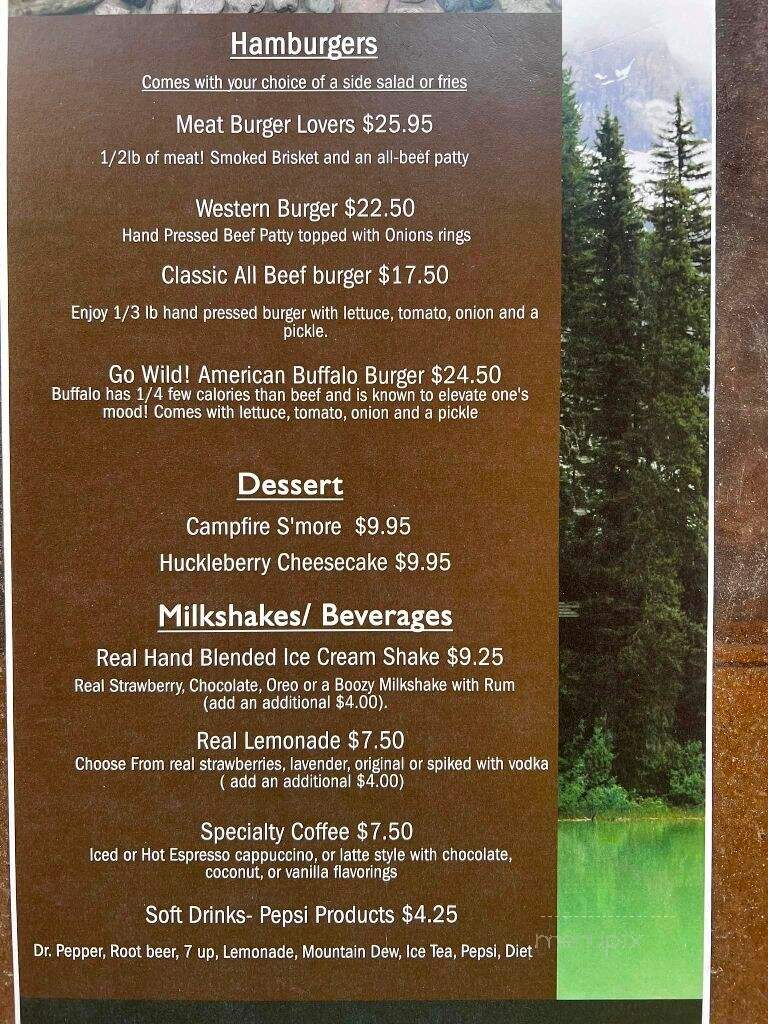 Half Moon Lake Lodge Restaurant - Pinedale, WY menu_pic