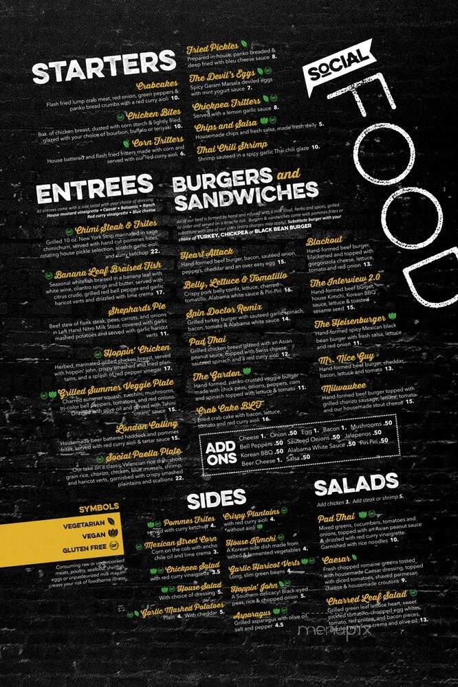 The Social Bar + Kitchen - New London, CT menu_pic
