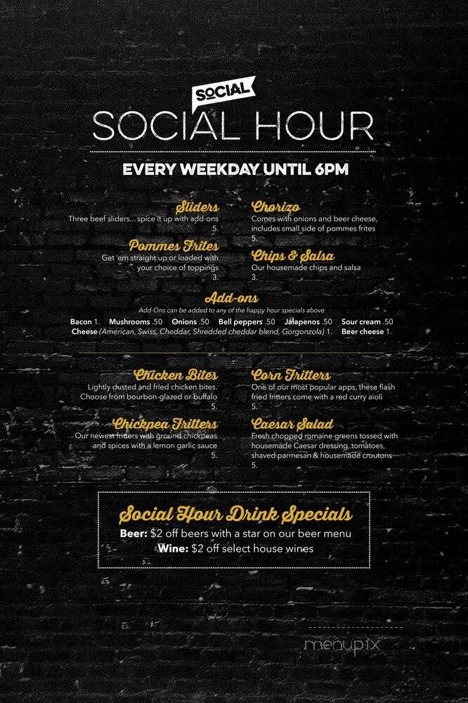 The Social Bar + Kitchen - New London, CT menu_pic