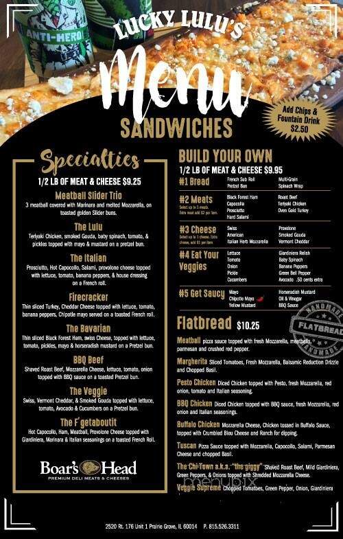 Lucky Lulu's - Prairie Grove, IL menu_pic