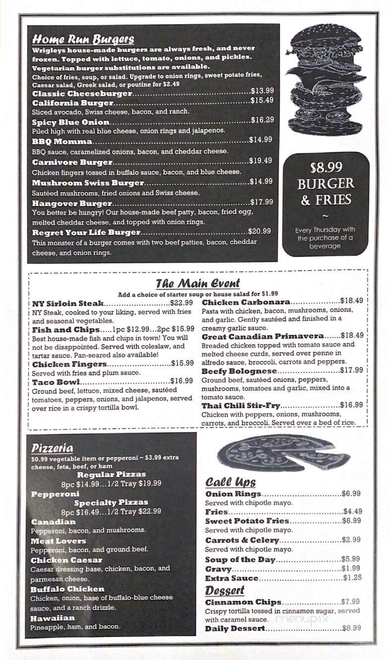 Wrigleys Sports Bar & Lounge - St Catharines, ON menu_pic