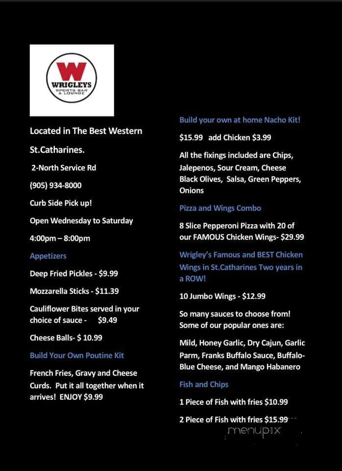Wrigleys Sports Bar & Lounge - St Catharines, ON menu_pic