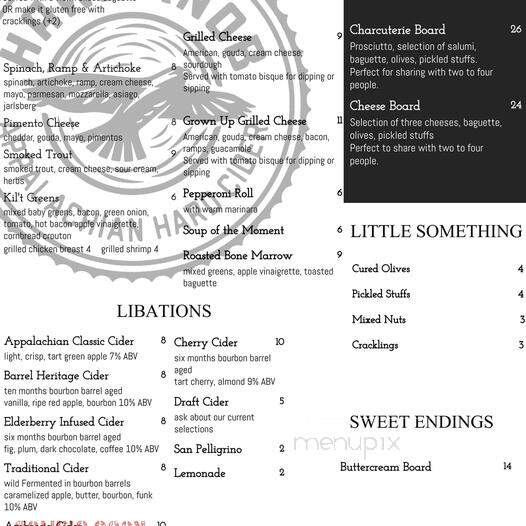 Hawk Knob Appalachian Hard Cider & Mead - Lewisburg, WV menu_pic