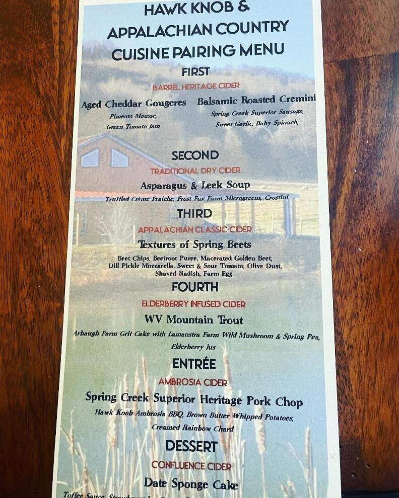 Hawk Knob Appalachian Hard Cider & Mead - Lewisburg, WV menu_pic