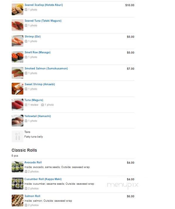 Glassico Sushi - Saint Robert, MO menu_pic