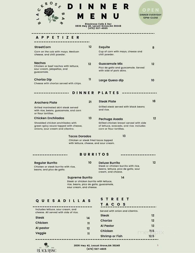 Black Rose Cafe & Bakehouse - Locust Grove, GA menu_pic