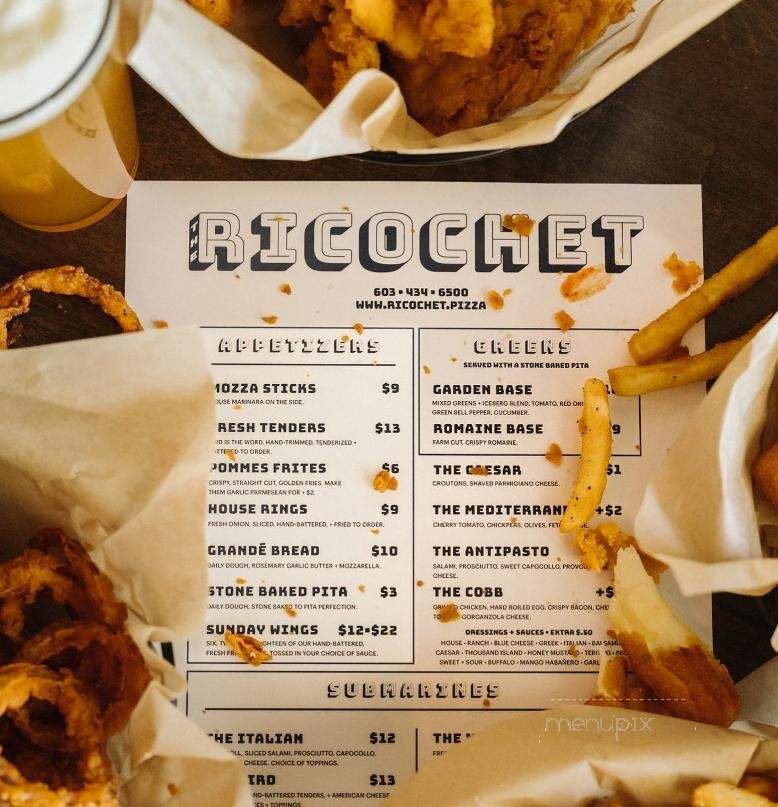 The Ricochet - Derry, NH menu_pic