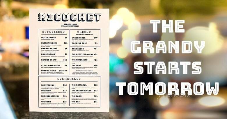 The Ricochet - Derry, NH menu_pic