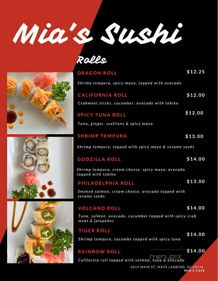 Mia's Cafe - Mays Landing, NJ menu_pic