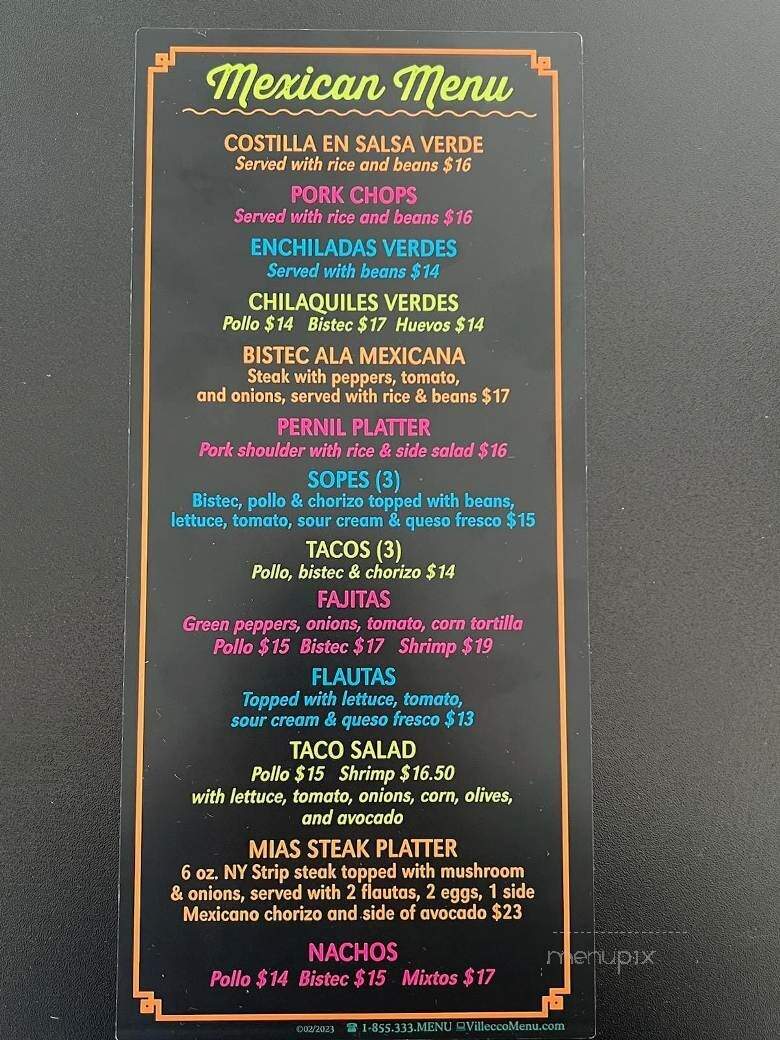 Mia's Cafe - Mays Landing, NJ menu_pic