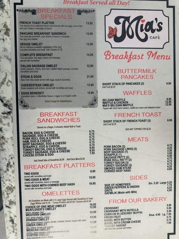 Mia's Cafe - Mays Landing, NJ menu_pic