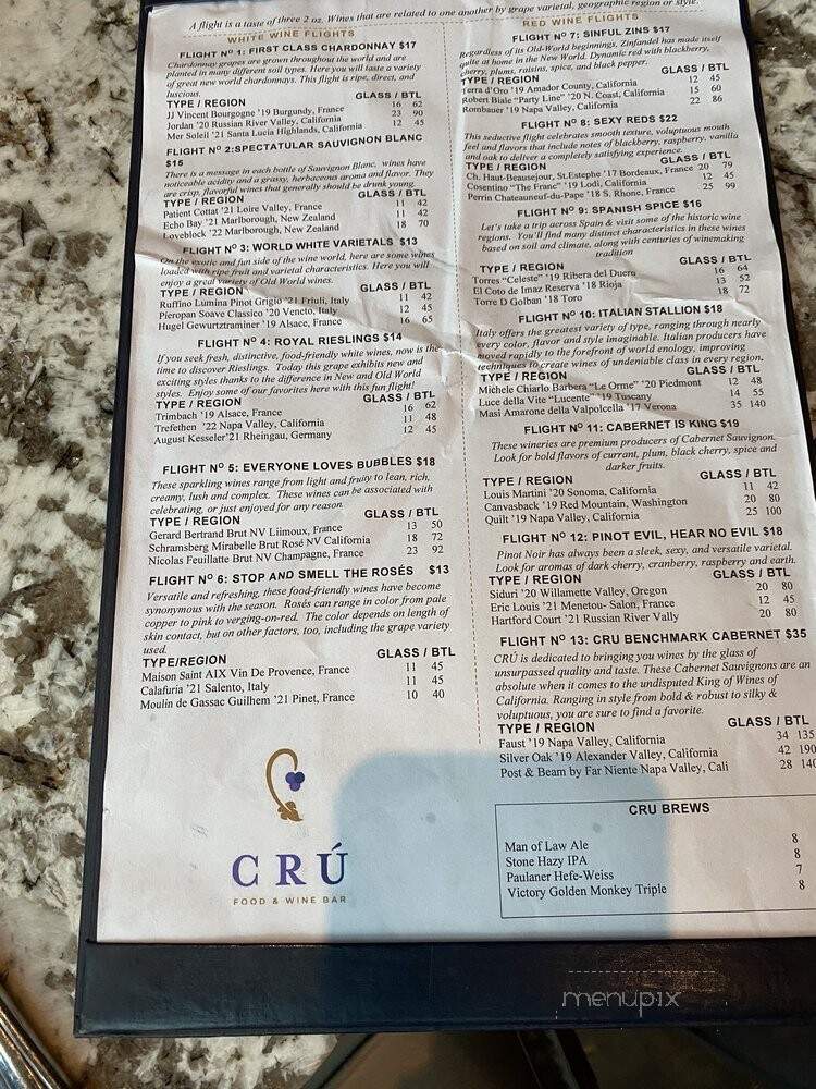 CRU Food and Wine Bar - Cary, NC menu_pic