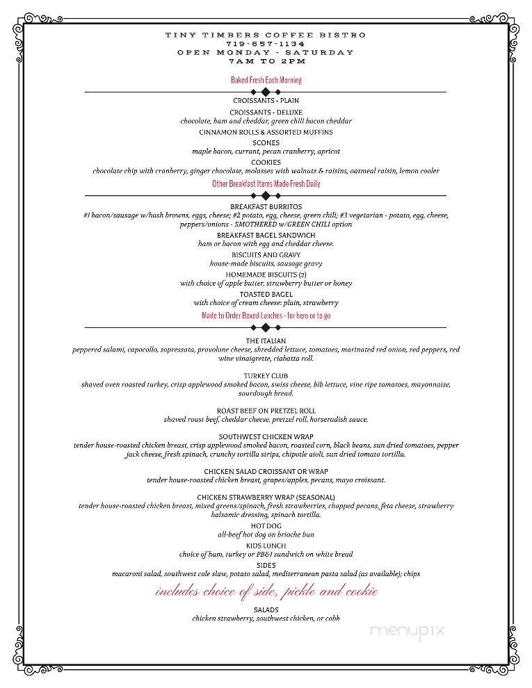 Tiny Timbers - South Fork, CO menu_pic