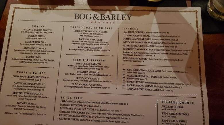 Bog & Barley - Memphis, TN menu_pic