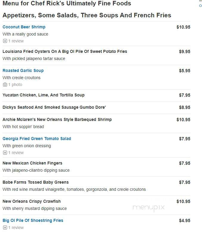 Chef Rick's Ultimately Fine - Santa Maria, CA menu_pic
