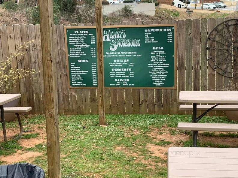 Henry's Smokehouse - Simpsonville, SC menu_pic