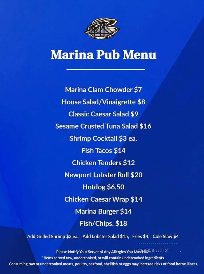 Marina Cafe and Pub - Newport, RI menu_pic