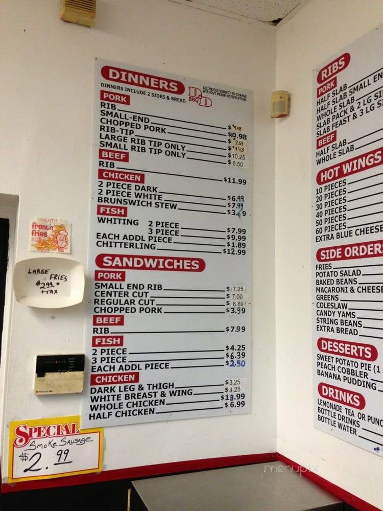 D & D Barbeque & Ribs - Atlanta, GA menu_pic