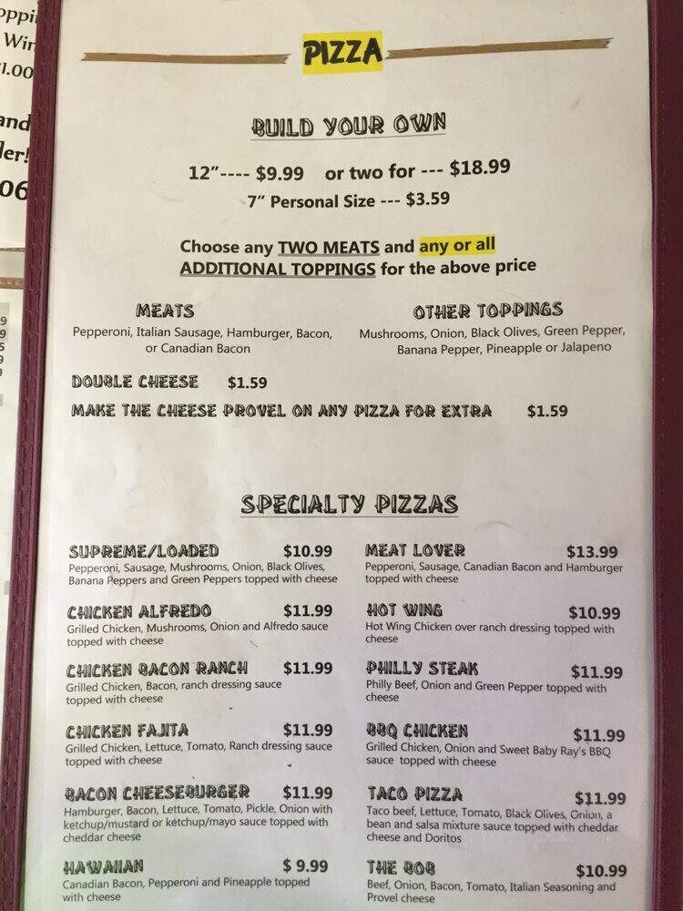 Lenny's - Lesterville, MO menu_pic
