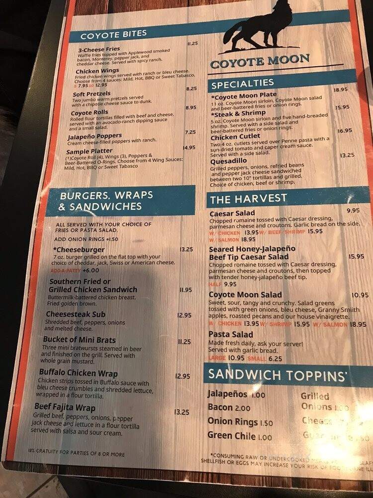 Coyote Moon Bar & Grill - Pagosa Springs, CO menu_pic