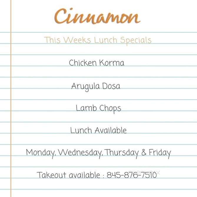 Cinnamon Indian Cuisine - Rhinebeck, NY menu_pic