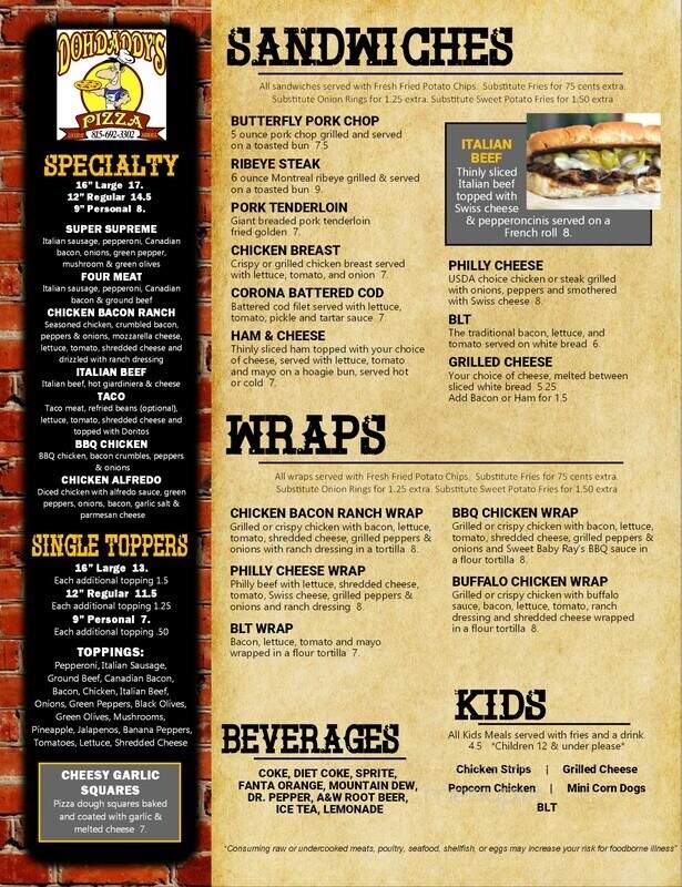 Gig's Place - Fairbury, IL menu_pic