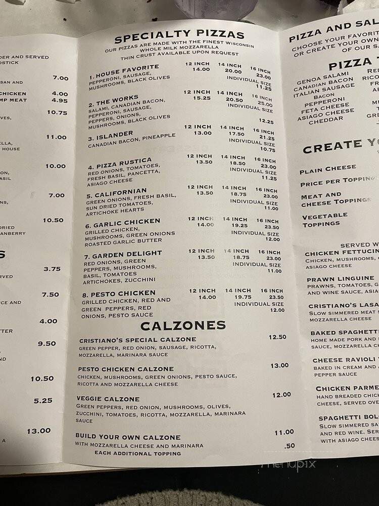 Cristiano's Pizza Etc - Marysville, WA menu_pic