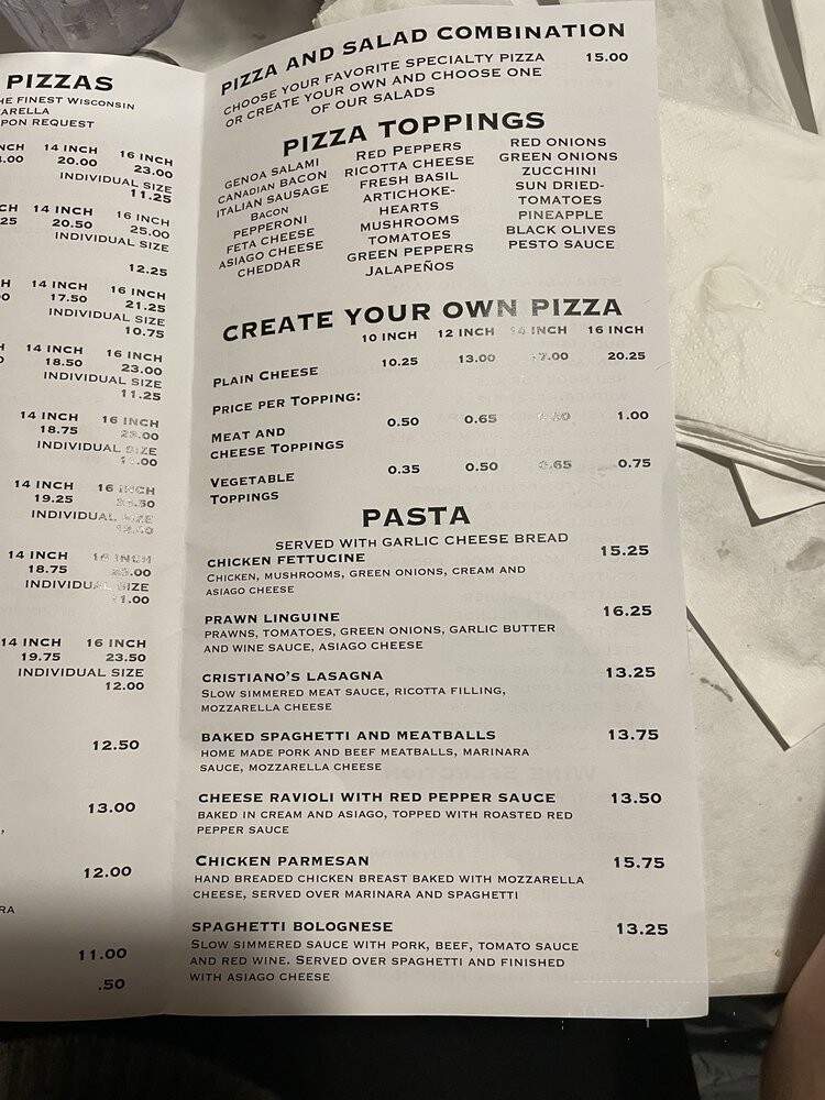 Cristiano's Pizza Etc - Marysville, WA menu_pic