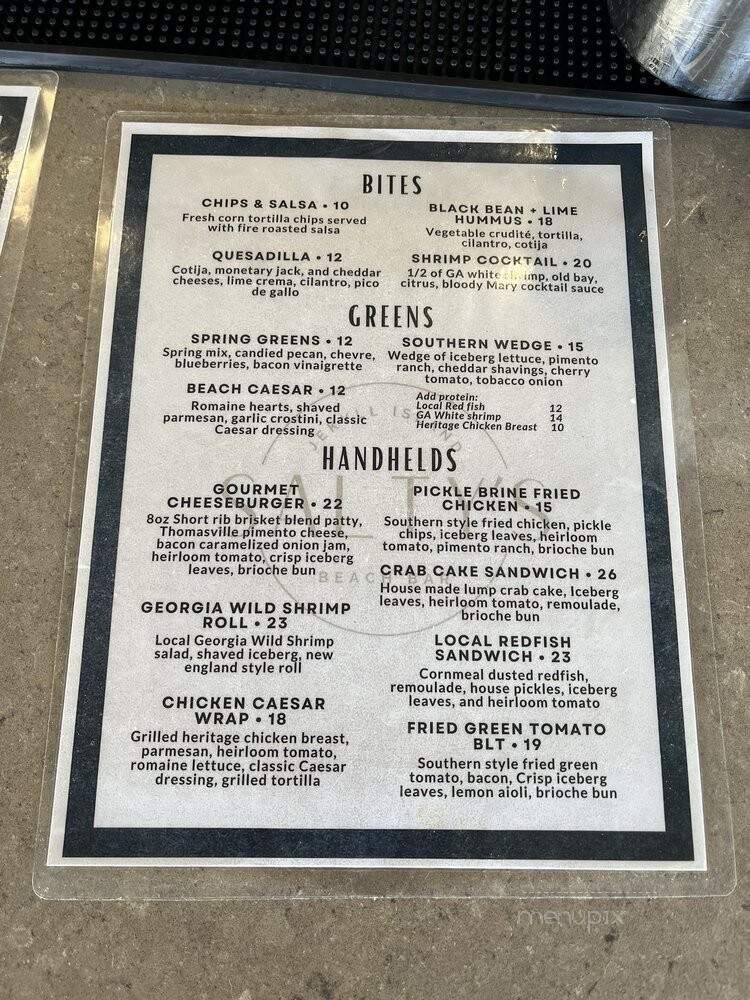 Salty's Oceanside Bar & Grill - Jekyll Island, GA menu_pic