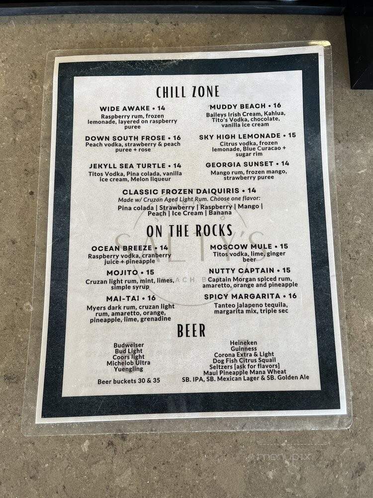 Salty's Oceanside Bar & Grill - Jekyll Island, GA menu_pic