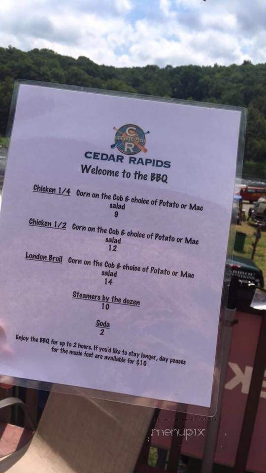Cedar Rapids Restaurant & Bar - Barryville, NY menu_pic
