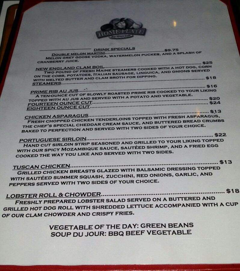Home Plate - Taunton, MA menu_pic