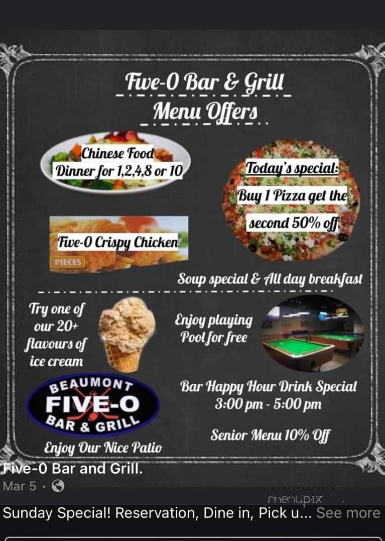 Five-O Bar & Grill - Beaumont, AB menu_pic