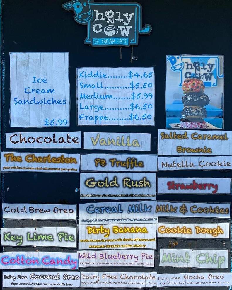 Holy Cow Ice Cream Cafe - Salem, MA menu_pic