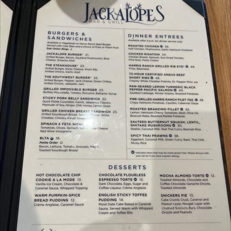 Jackalope's Bar and Grill - Fish Camp, CA menu_pic
