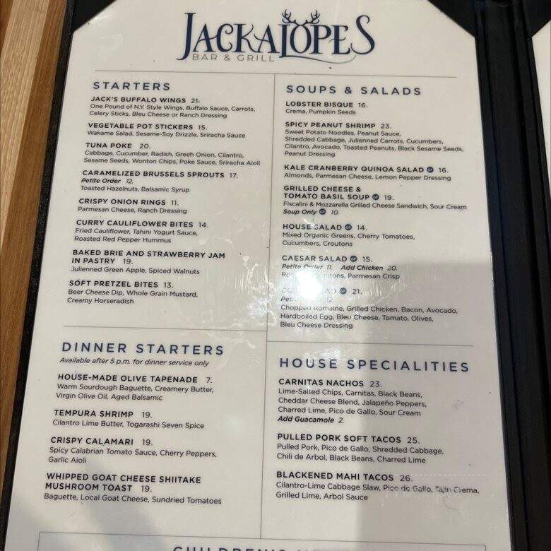 Jackalope's Bar and Grill - Fish Camp, CA menu_pic