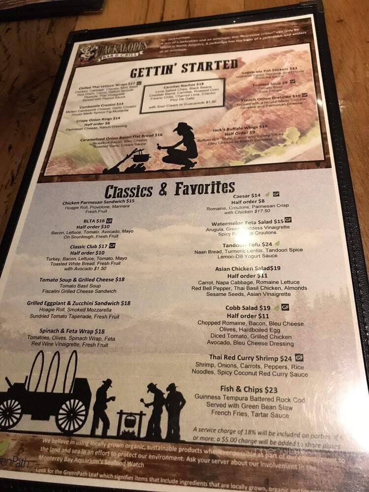 Jackalope's Bar and Grill - Fish Camp, CA menu_pic