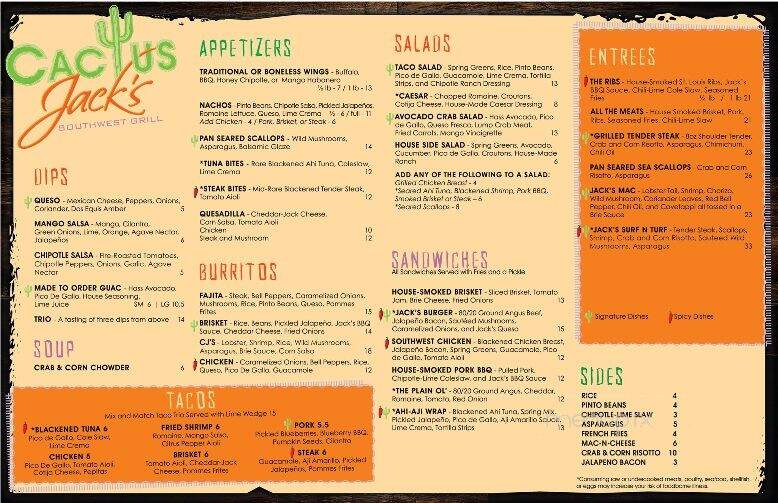 Cactus Jack's Southwest Grill - Virginia Beach, VA menu_pic