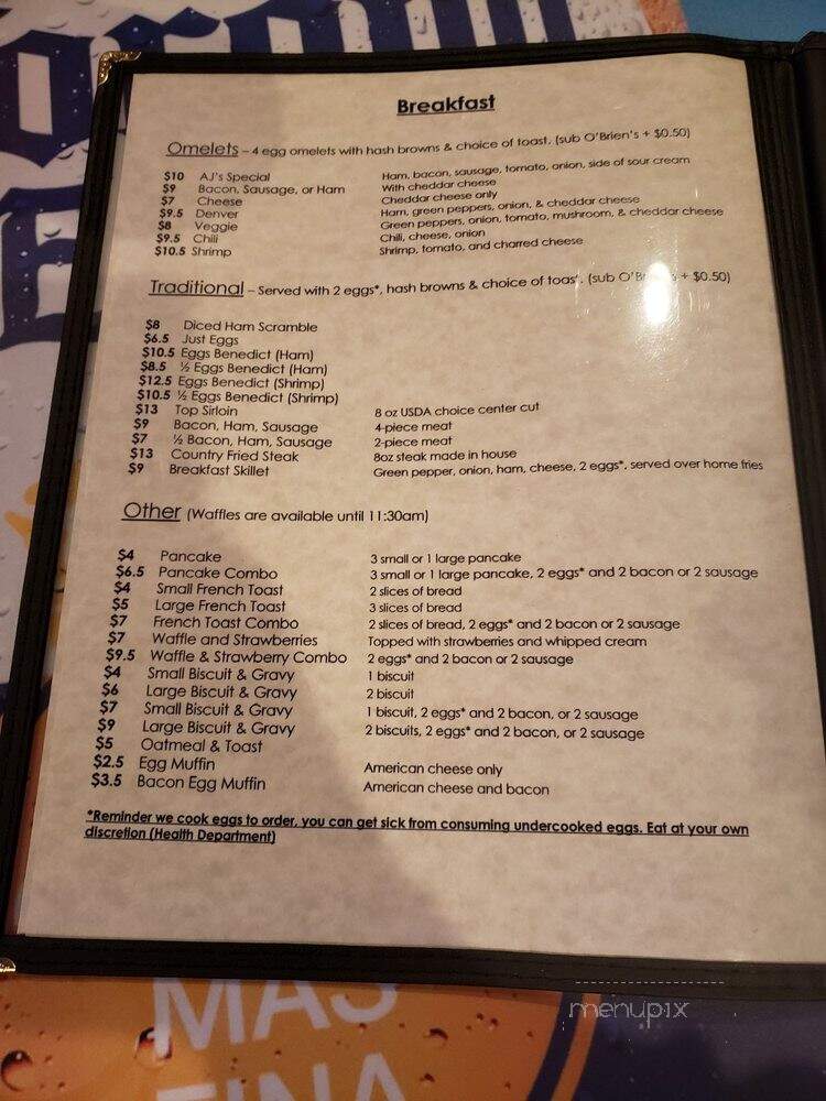 A J's Bar & Grill - Keizer, OR menu_pic
