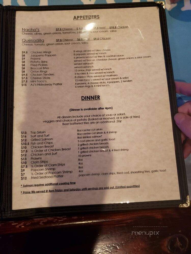 A J's Bar & Grill - Keizer, OR menu_pic
