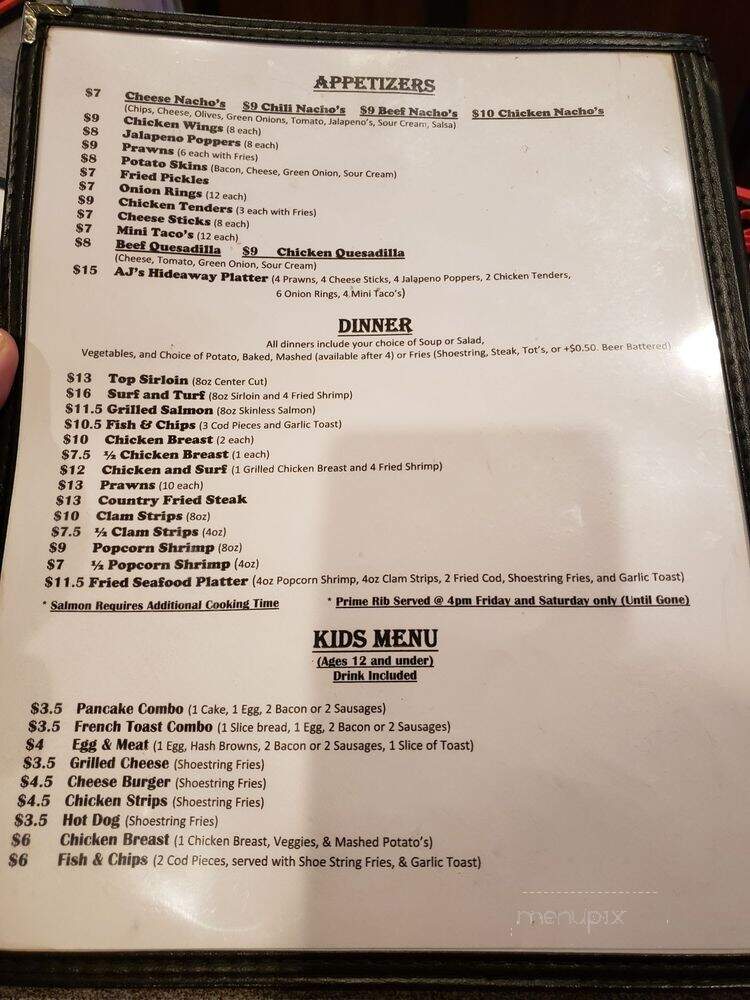 A J's Bar & Grill - Keizer, OR menu_pic
