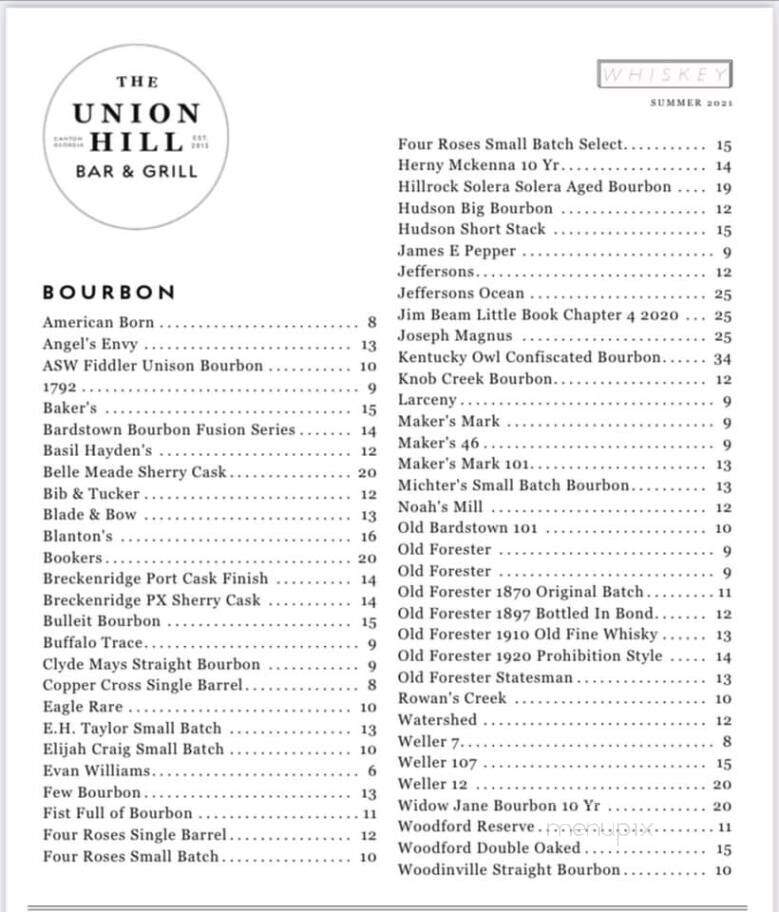 Union Hill Grill - Canton, GA menu_pic