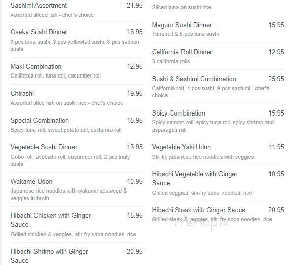 Osaka Japanese Restaurant - Rhinebeck, NY menu_pic