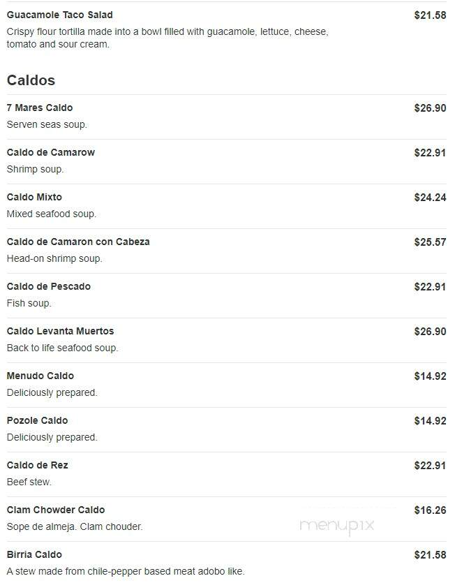 Puerto Nayarit Restaurant - Denver, CO menu_pic