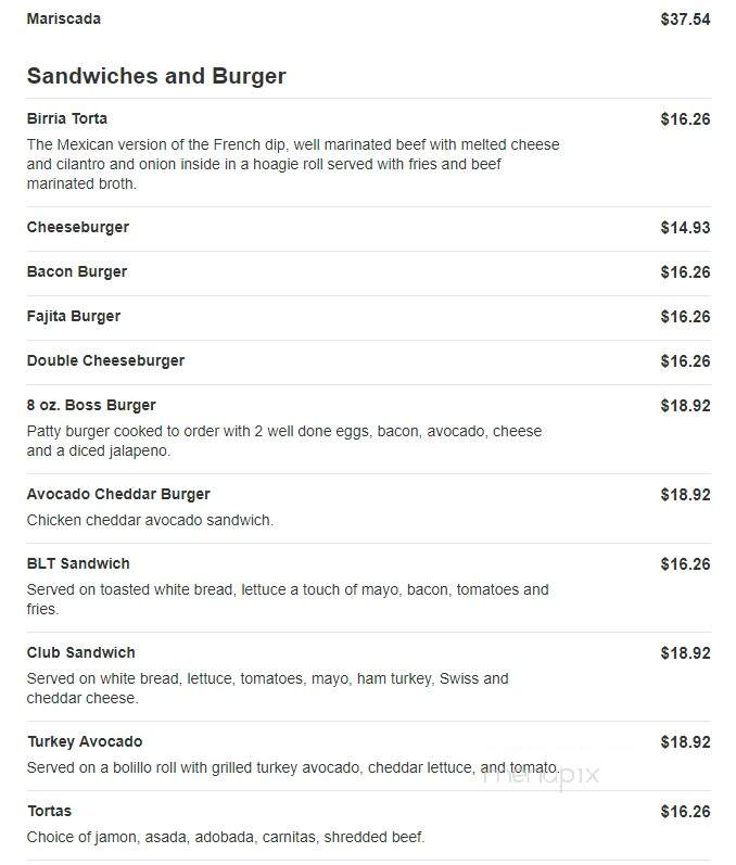 Puerto Nayarit Restaurant - Denver, CO menu_pic