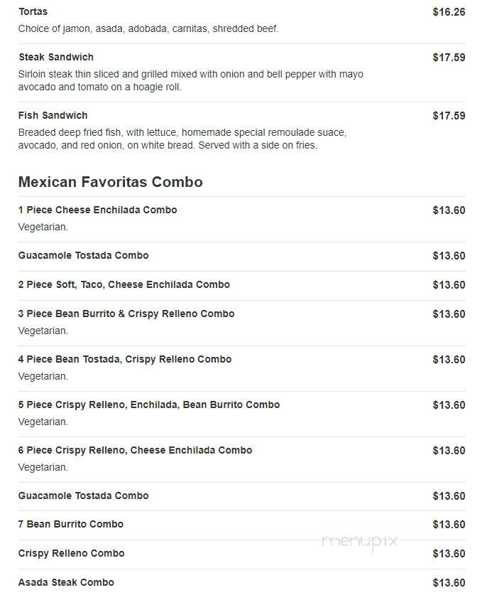Puerto Nayarit Restaurant - Denver, CO menu_pic
