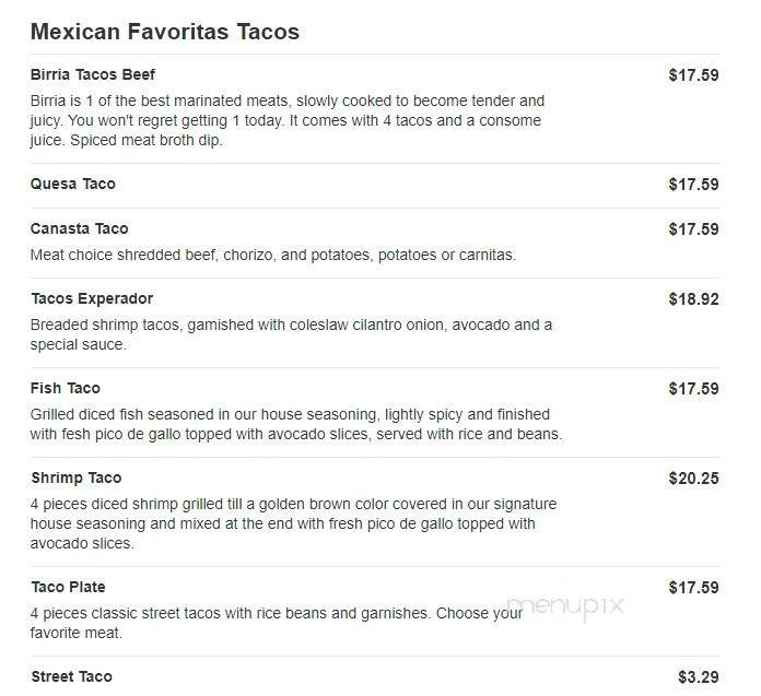 Puerto Nayarit Restaurant - Denver, CO menu_pic