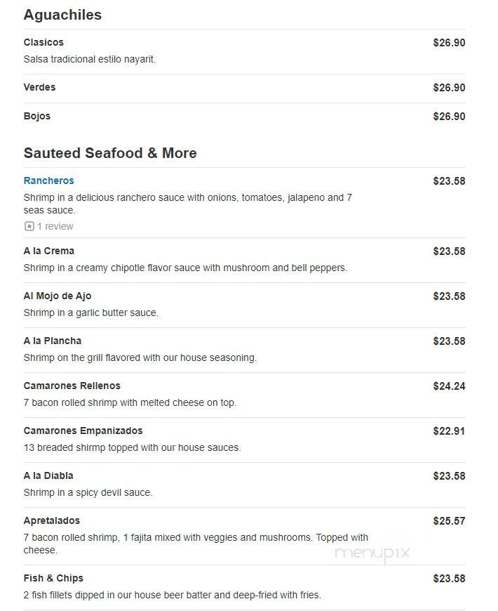 Puerto Nayarit Restaurant - Denver, CO menu_pic