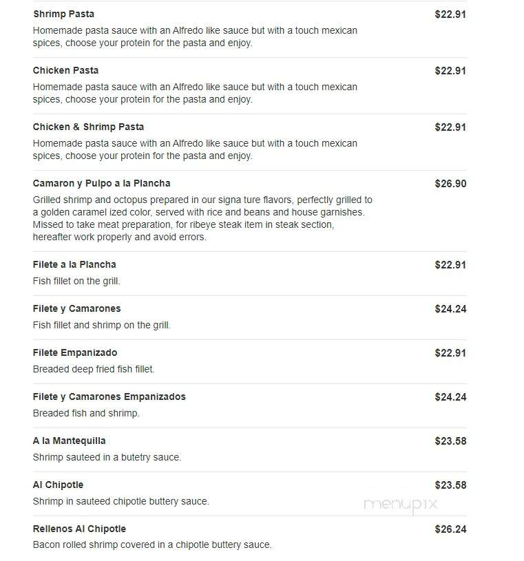 Puerto Nayarit Restaurant - Denver, CO menu_pic
