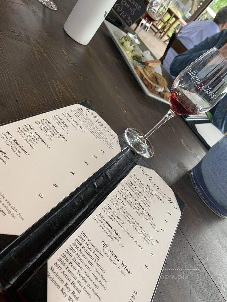 William Chris Vineyards - Hye, TX menu_pic